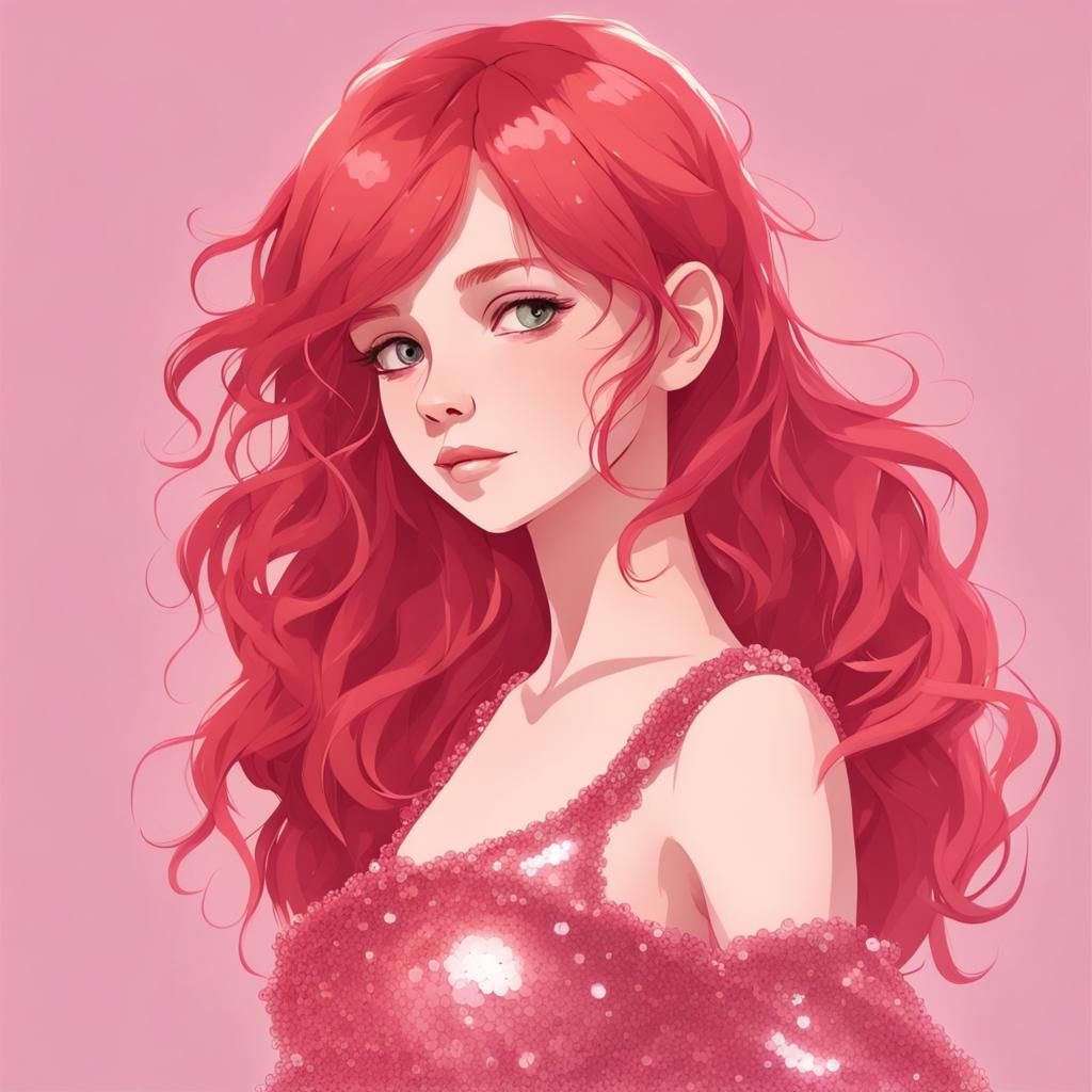 Teen in Pink Dress with Red Hair