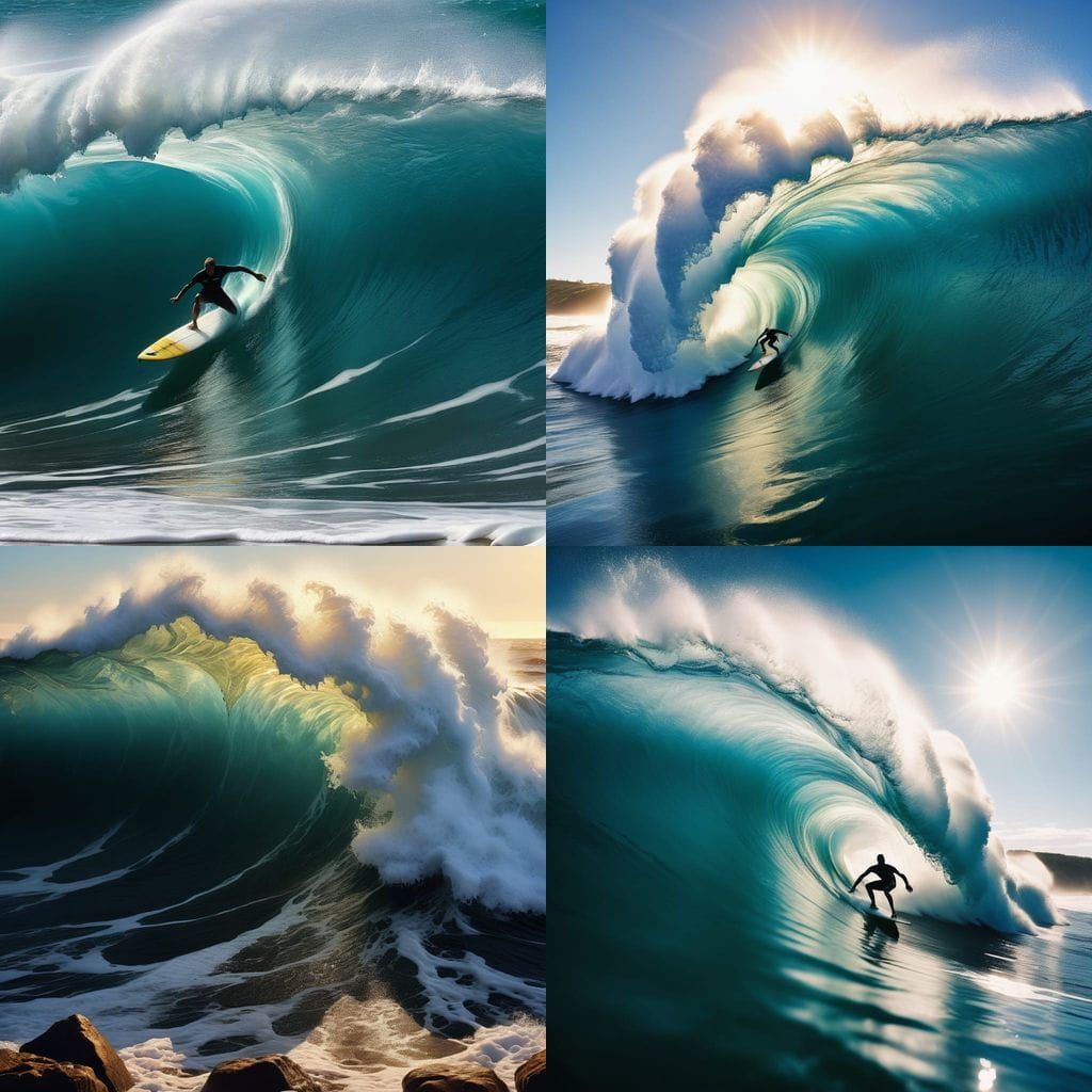 Surfer Riding Inside a Massive Wave