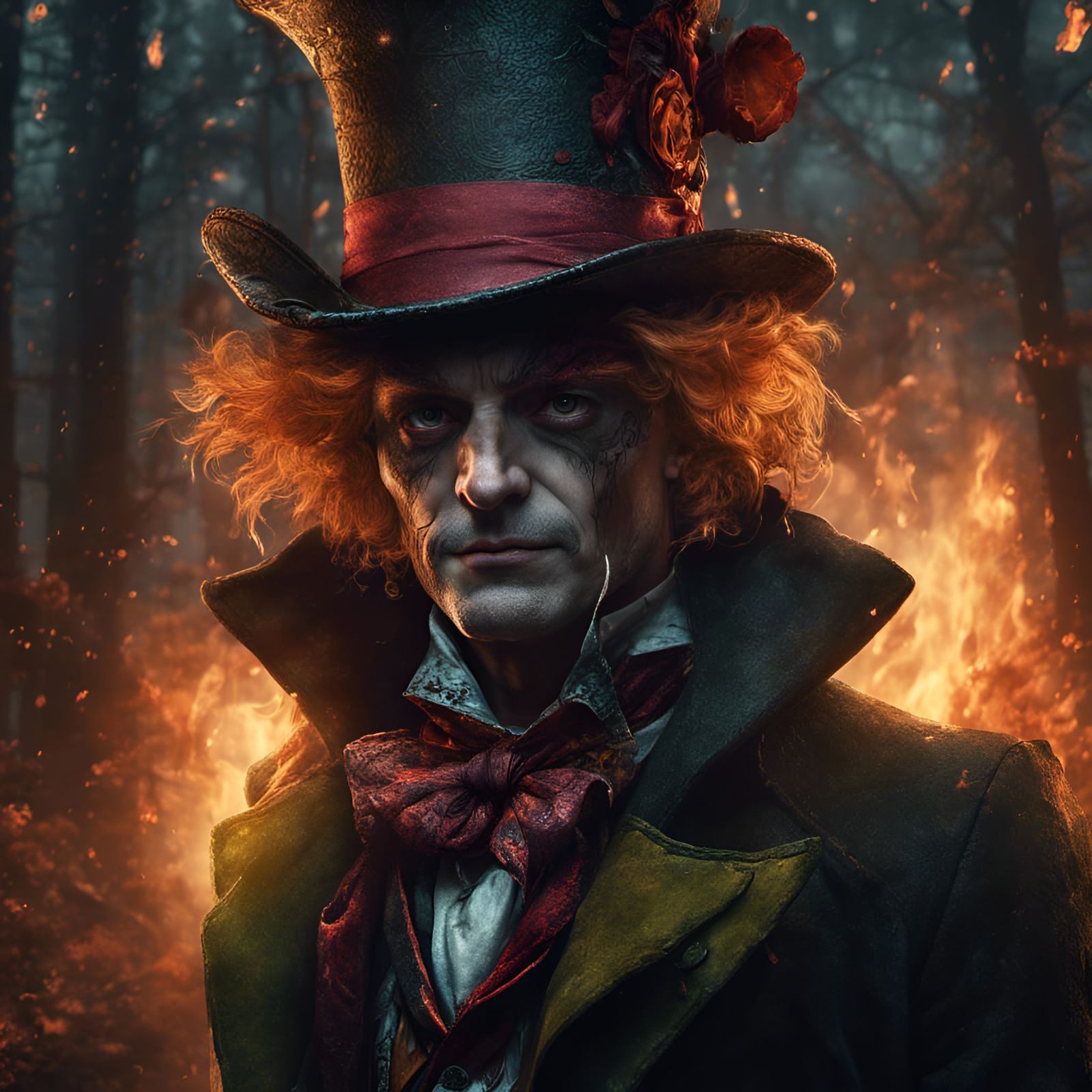 The Mad Hatter on fire