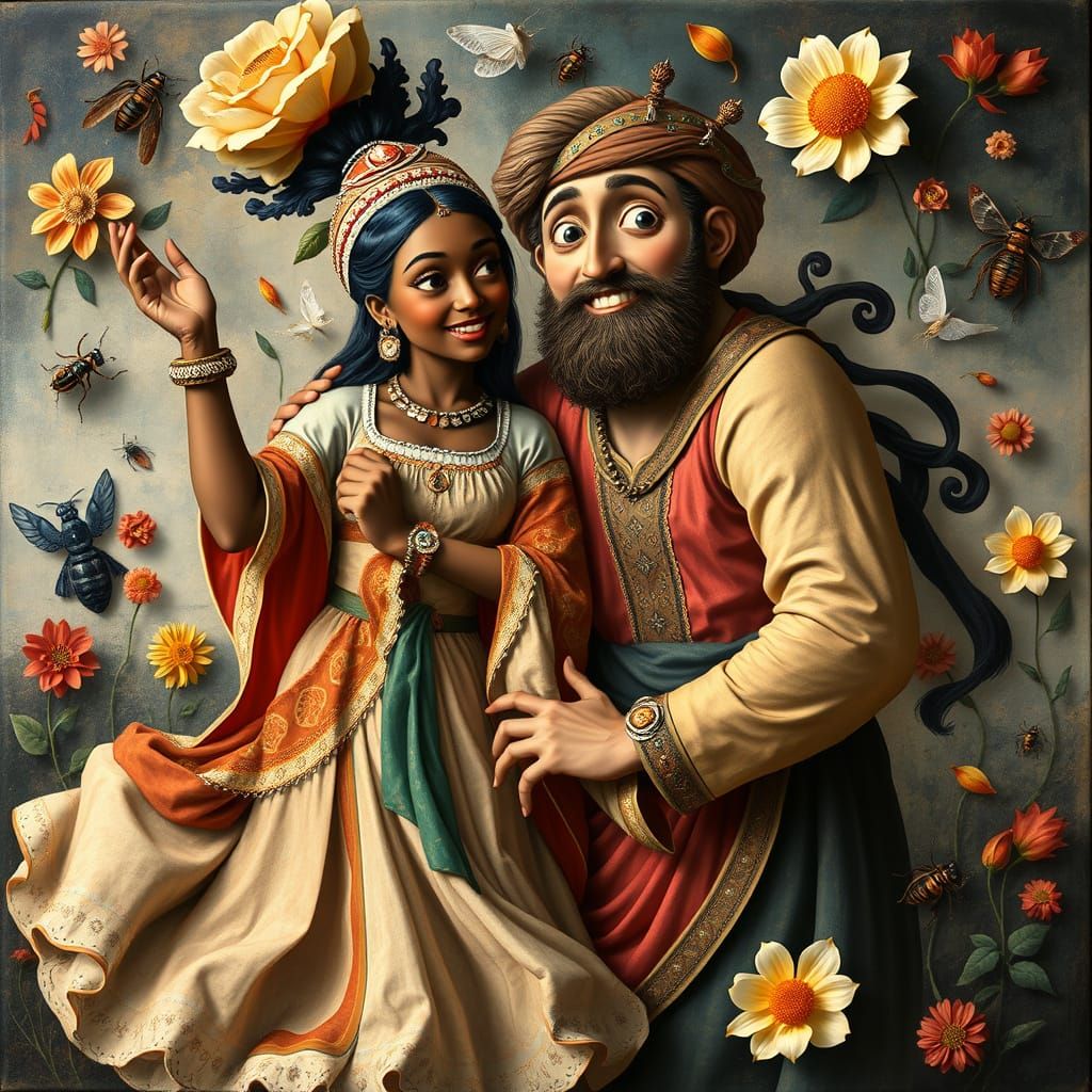 Medieval Couple Dancing in Dürer-esque Style