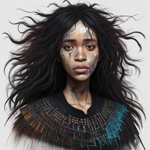 Kenyan Woman in Synthwave Neon Retro Style