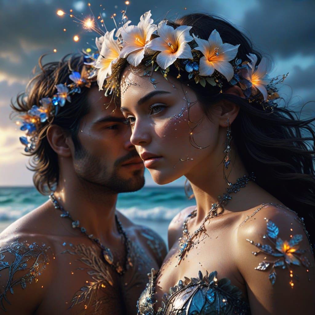 Family at Hawaiian Summer Festival with Fireworks