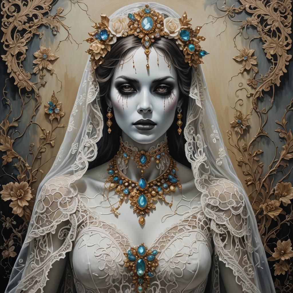 Sensual Ghost Woman in Lace and Jewels