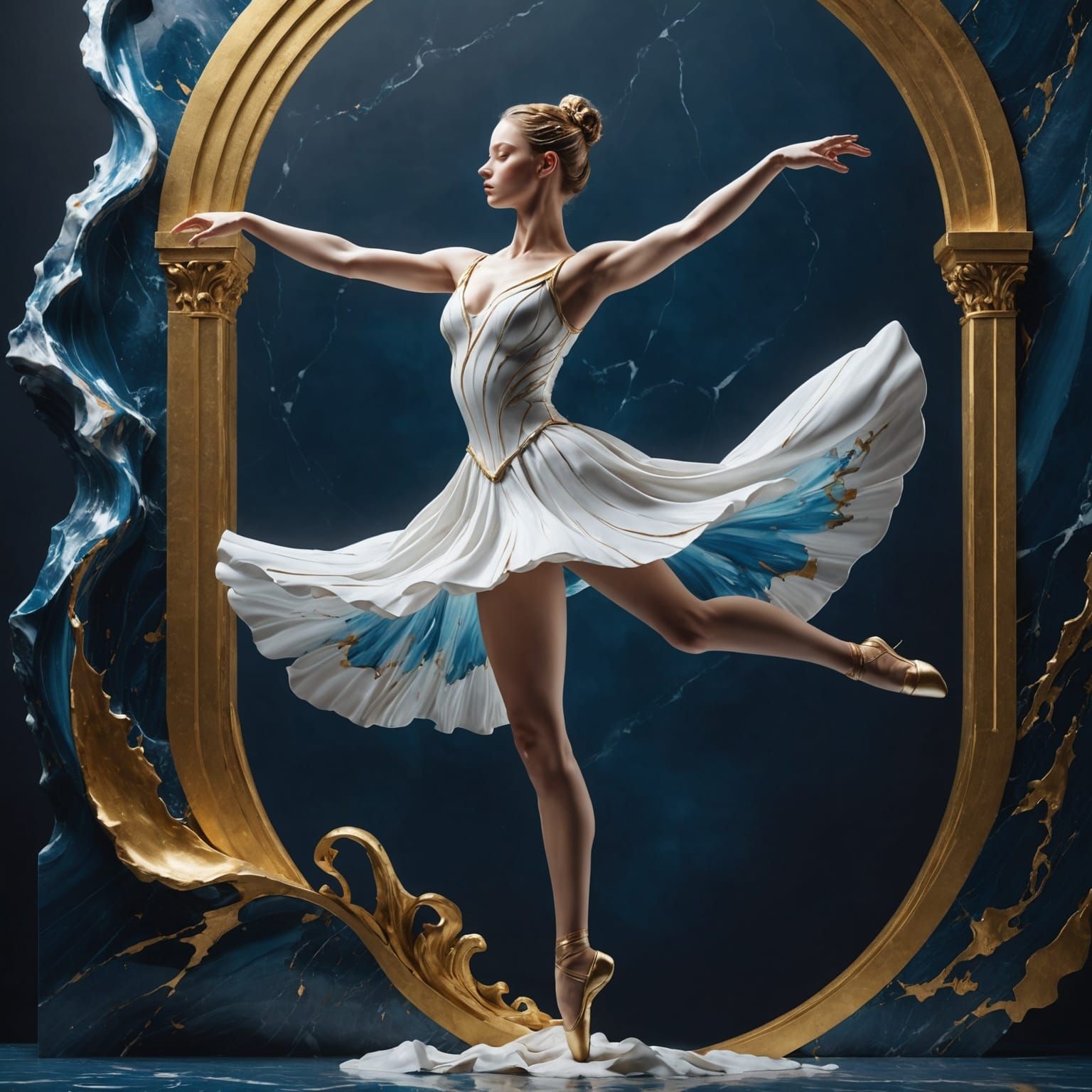 Ballerina Silhouette as Marble Sculpture