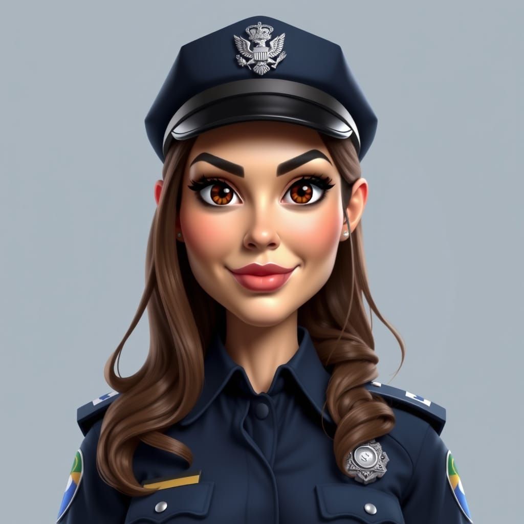 Gorgeous Brunette Cop in Hyper-Realistic 3D