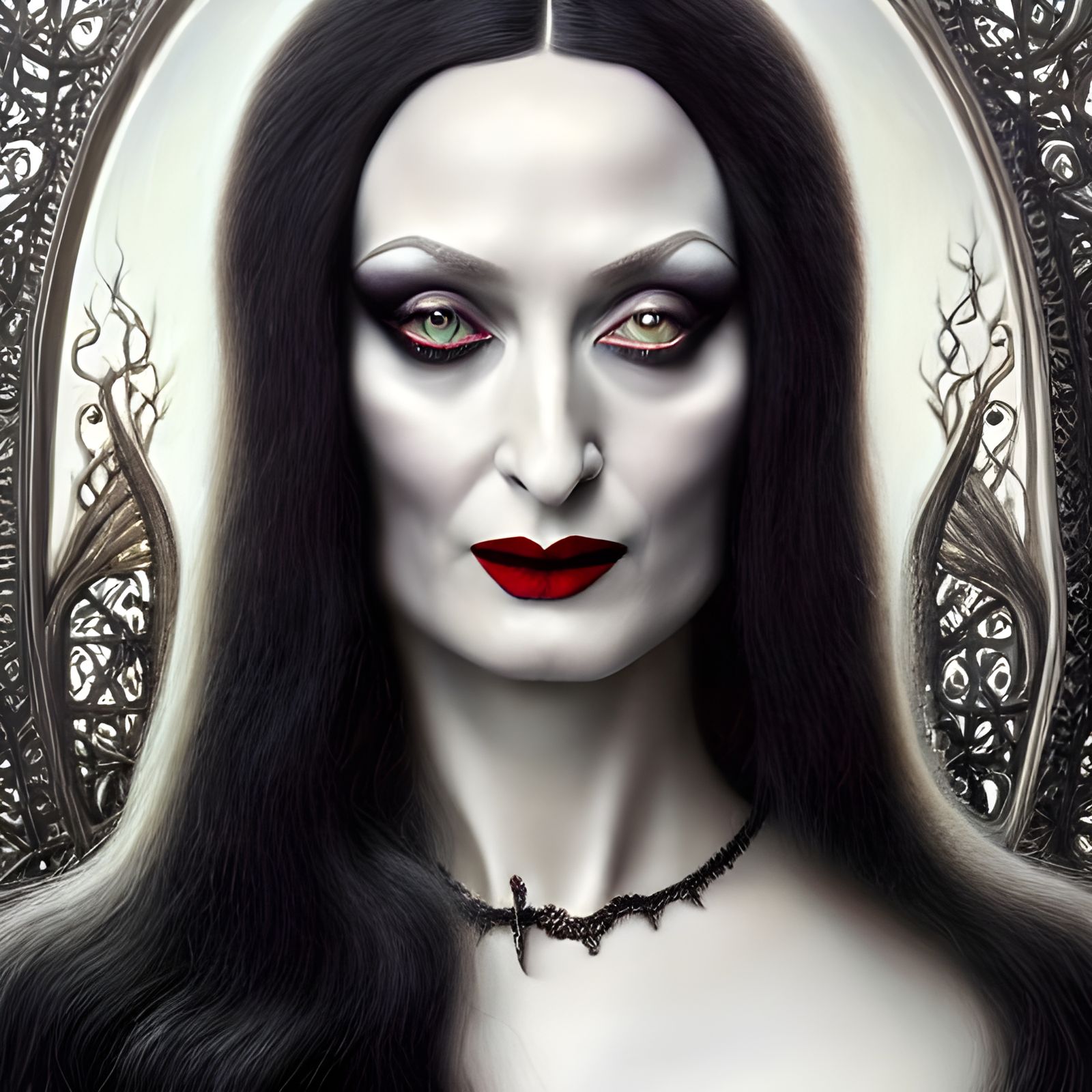 Hyperdetailed Painting of Morticia Addams