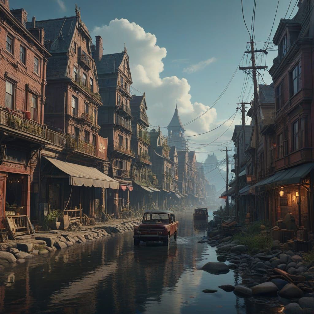 Stormy Metropolis in Cyberpunk Style