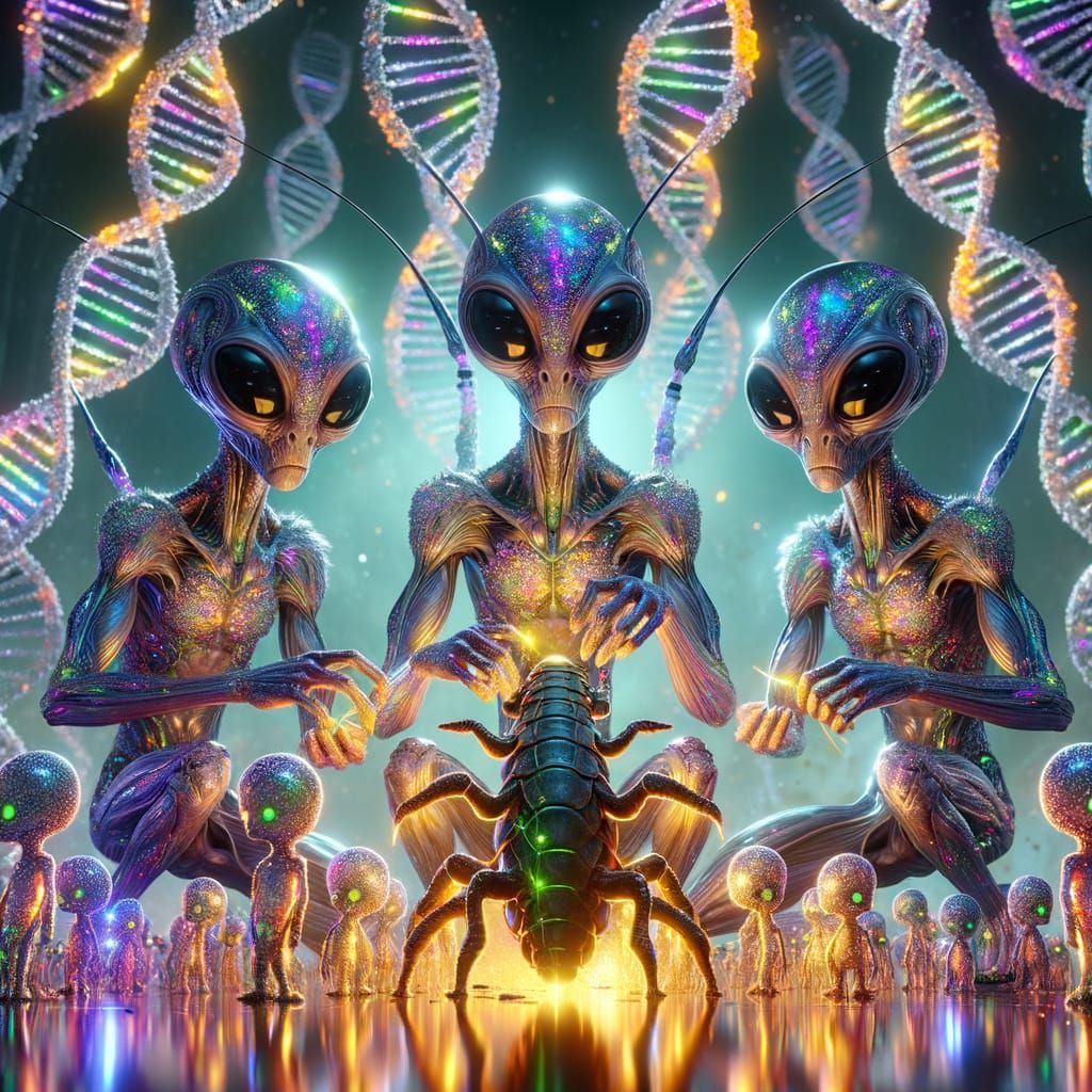 Extraterrestrial Geneticists Constructing Helix on Alien Pla...