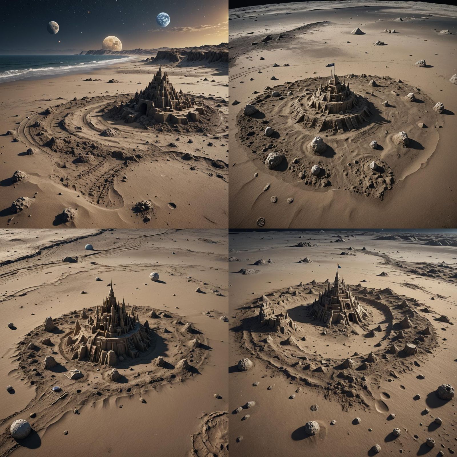 Lunar Sandcastle on Barren Moon Beach