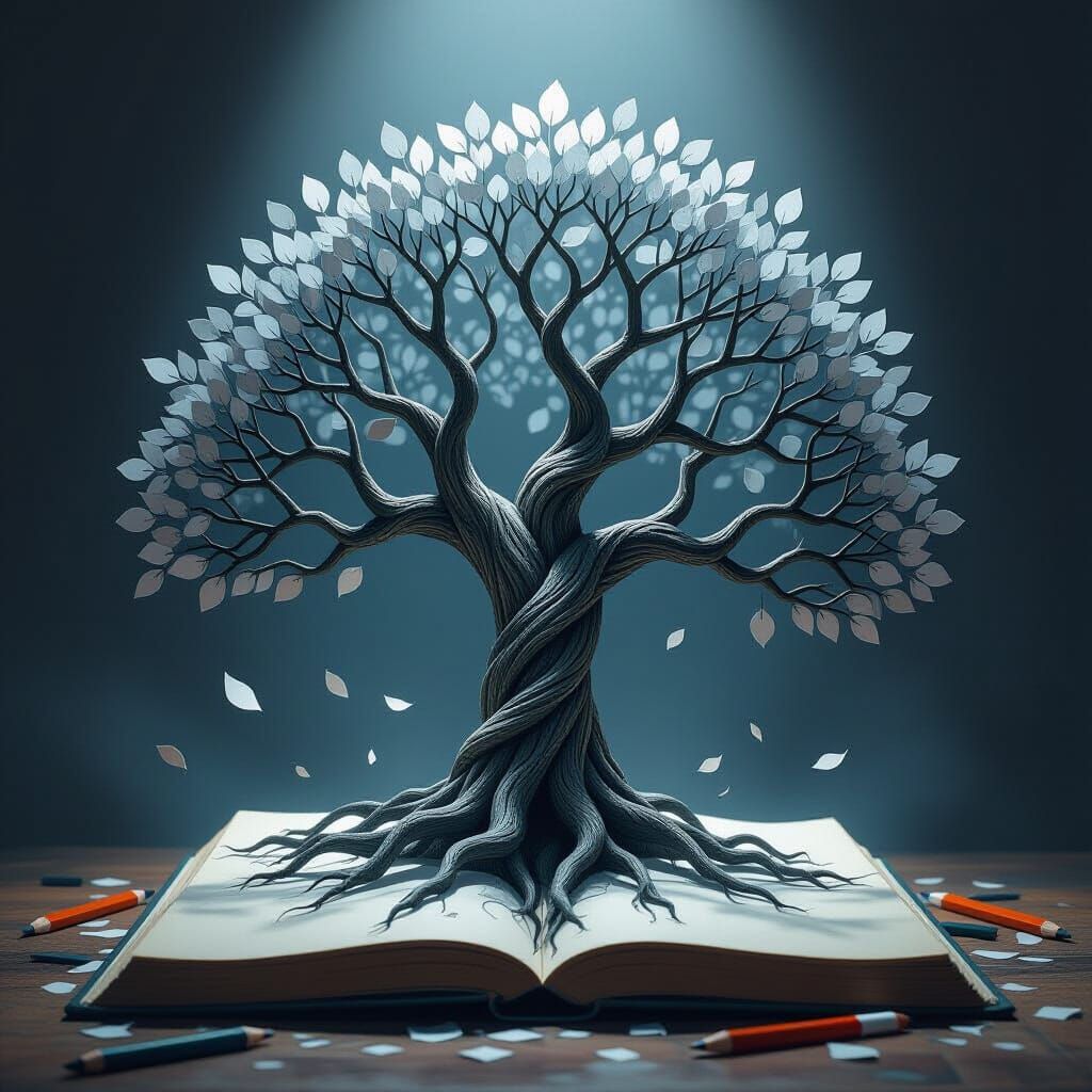 Ancient Graphite Tree as Dark Fantasy Concept Art