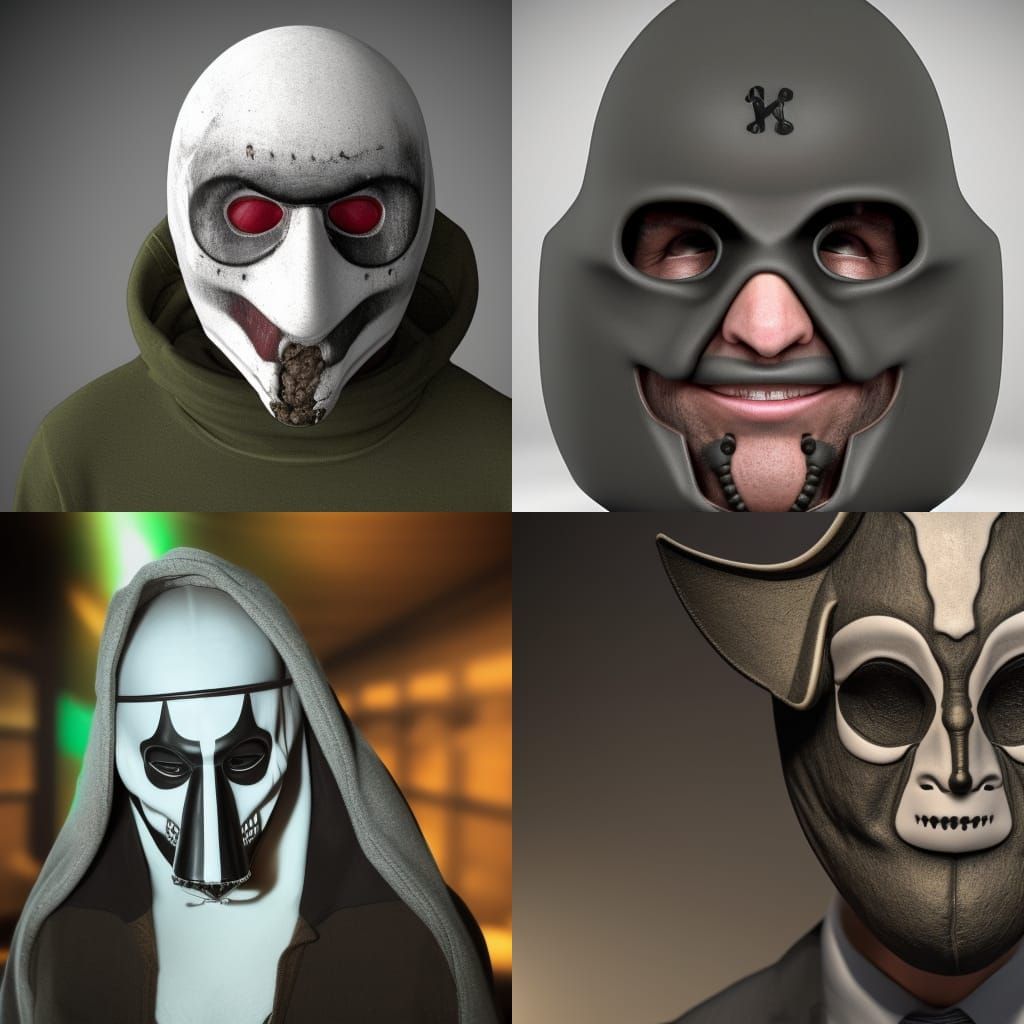 Hyperrealistic Skull with Headphones and Gas Mask