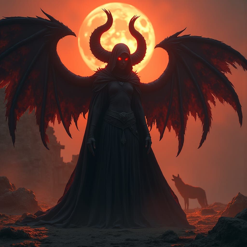 Thuringwethil: Vampire Servant in a Dark Fantasy Landscape