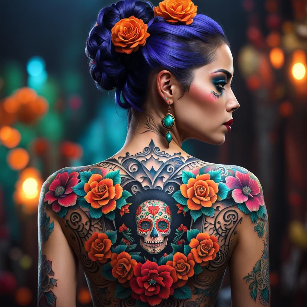 Dia de los Muertos Tattoo Art in Unreal Engine