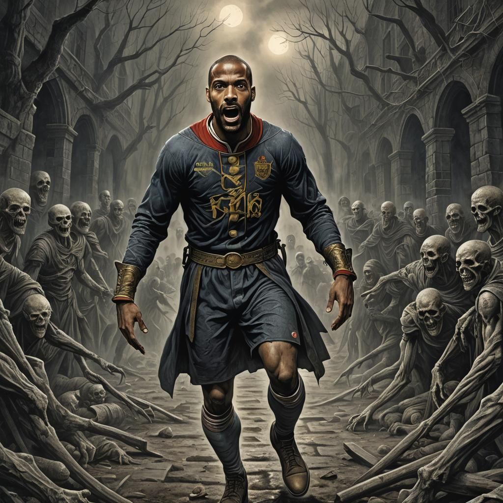 Horror Portrait of Thierry Henry in Engraving Style