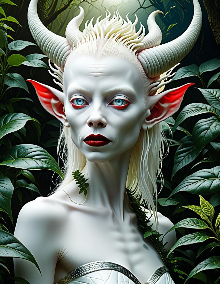 Lovecraftian Albino Devil: A Psychedelic Art Nouveau Nightma...