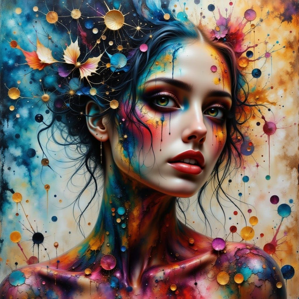 Gorgeous Woman in Sparkling Starlight Impressionism