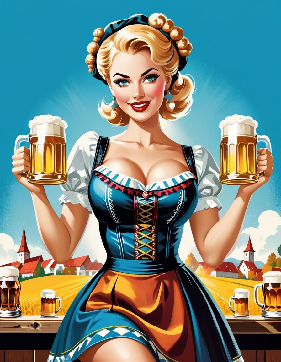 Oktoberfest Barmaid in Retro Pinup Style