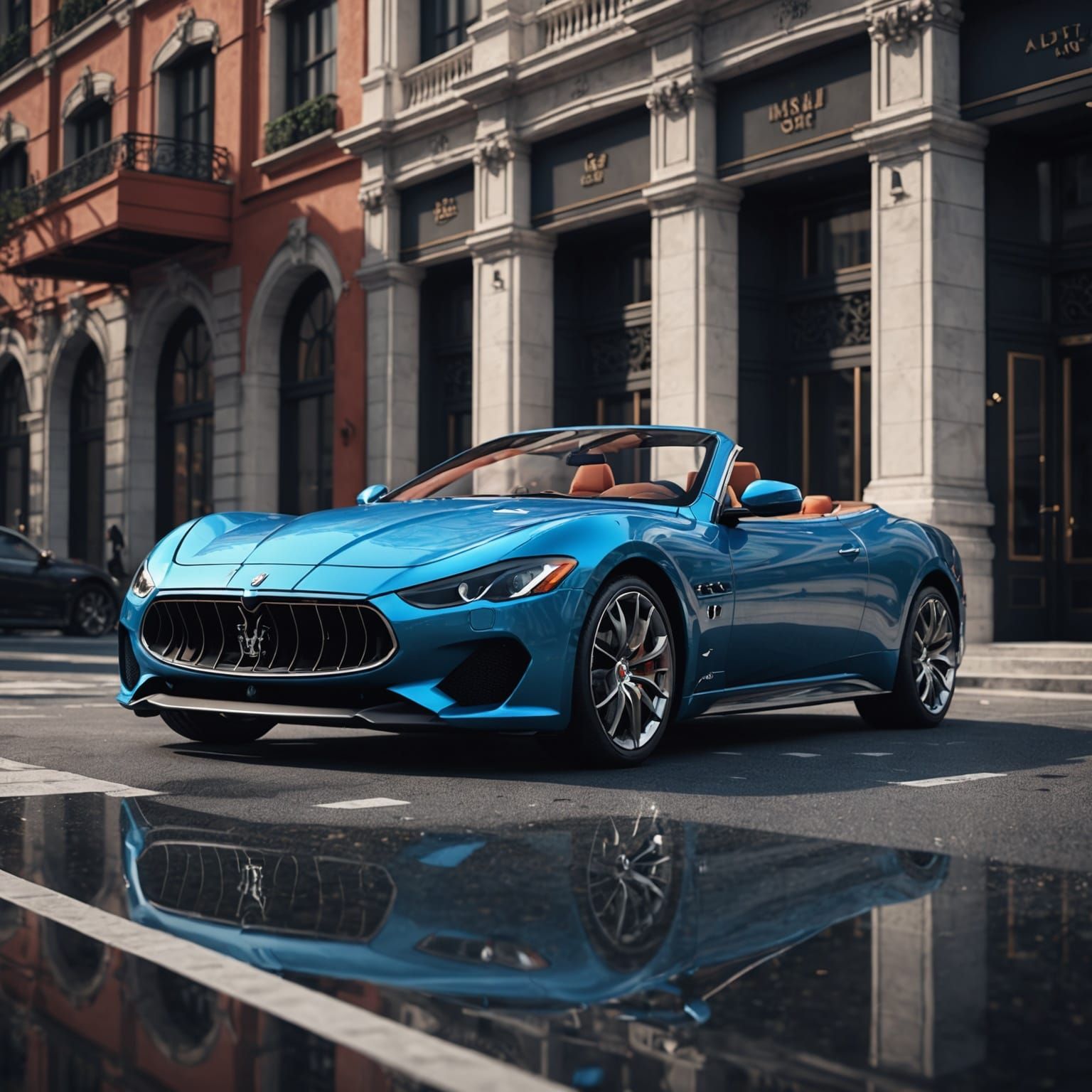 Futuristic Maserati Gran Turismo Convertible in Sci-Fi Style
