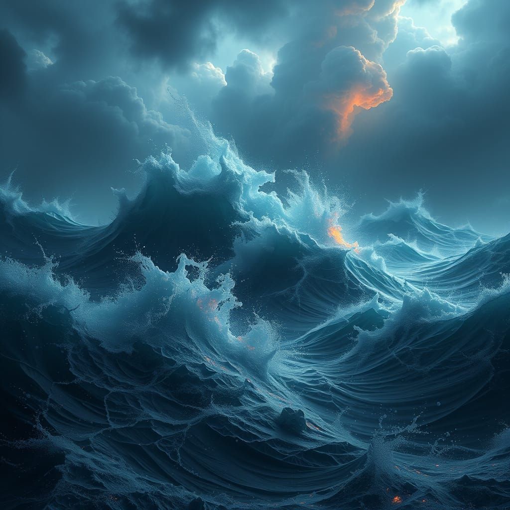 Mystical Stormy Seascape in Deep Colors