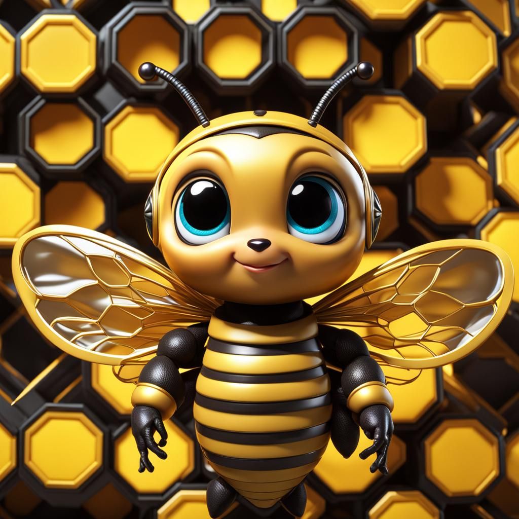 Adorable Chibi Honeybee with Gorgeous Eyes in Digital Art