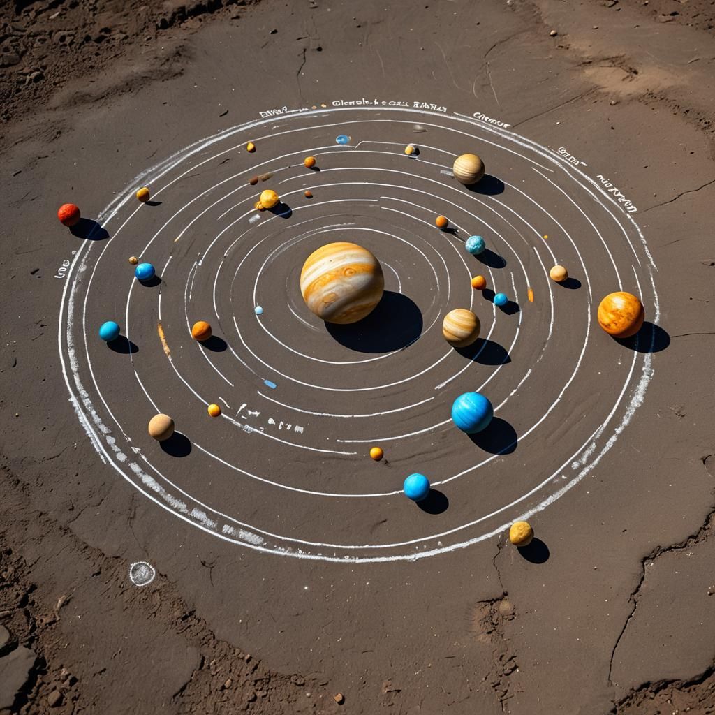 3D Chalk Art Solar System Photography