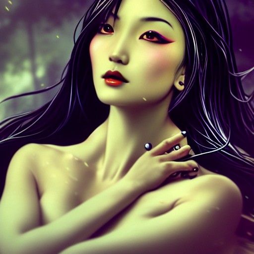 Gothic Asian Dreamgirl in Victorian Dress