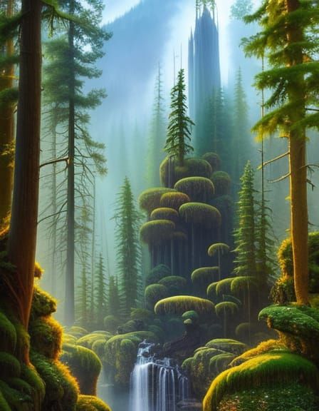 Enchanted Bigfoot in Mystical Forest Painting