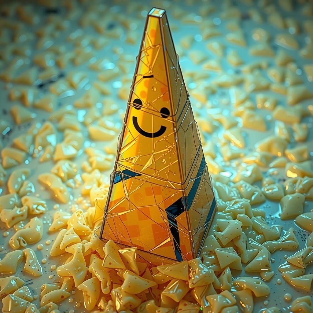 Melancholic Pyramid Diorama Dissolving into Goo