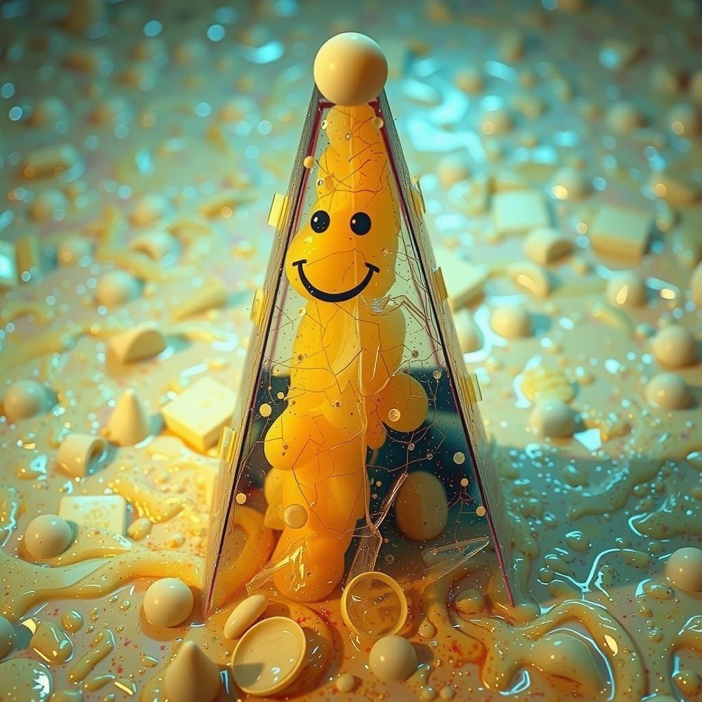 Melancholic Pyramid Diorama Dissolving into Goo