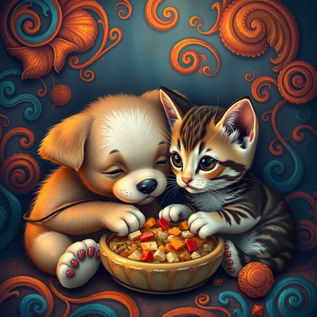 Fantasy Friends Share a Meal in Whimsical, Matte Painted Sce...