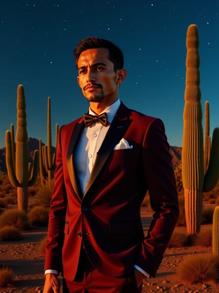 Sophisticated Latino Gentleman in Sonora Desert