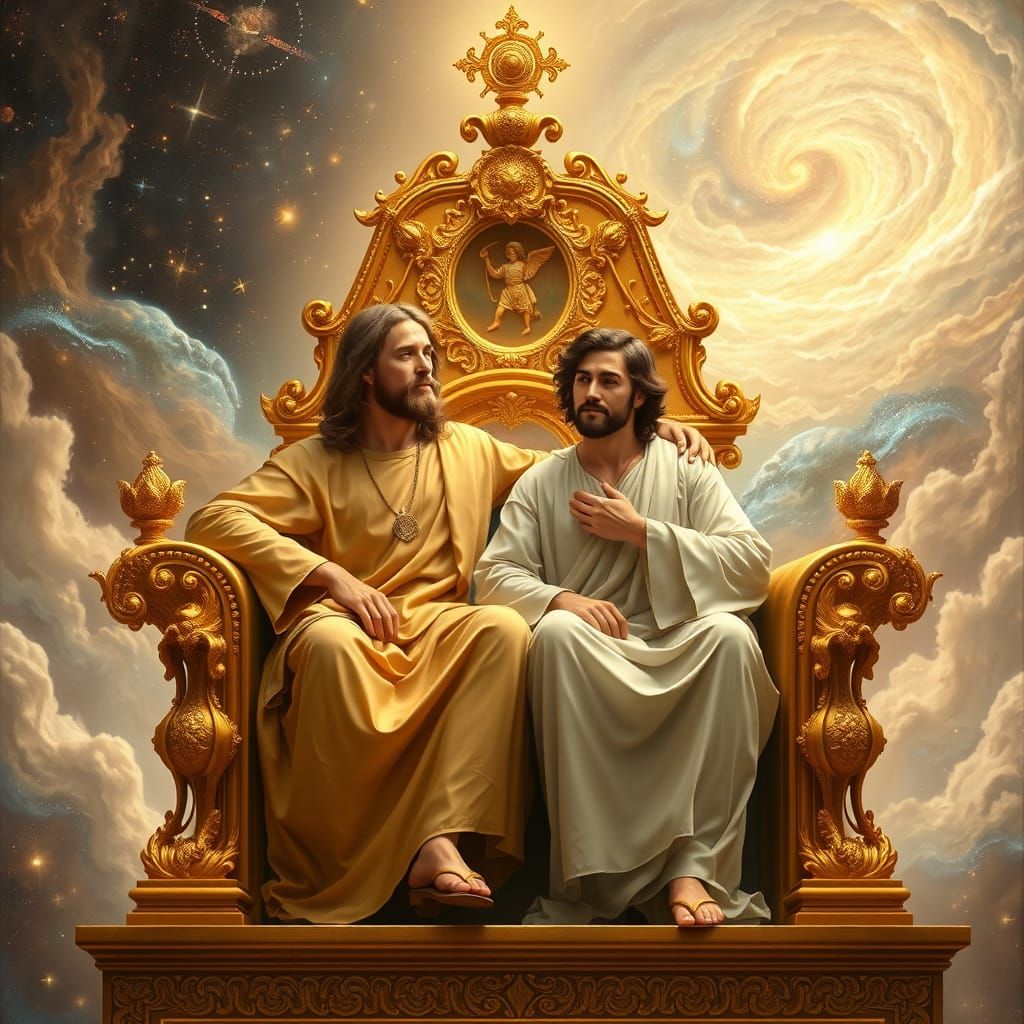 Jesus and God on Throne in Celestial Heaven