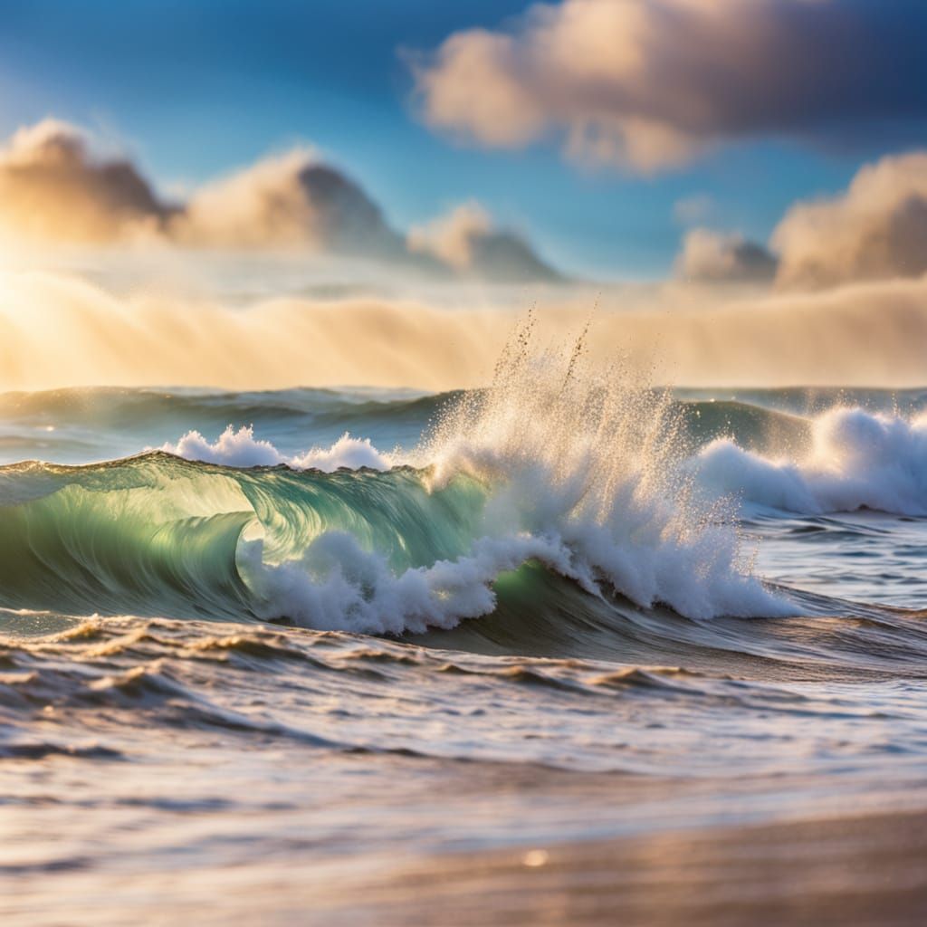 Vibrant Coastal Seascape in Warm Golden Light