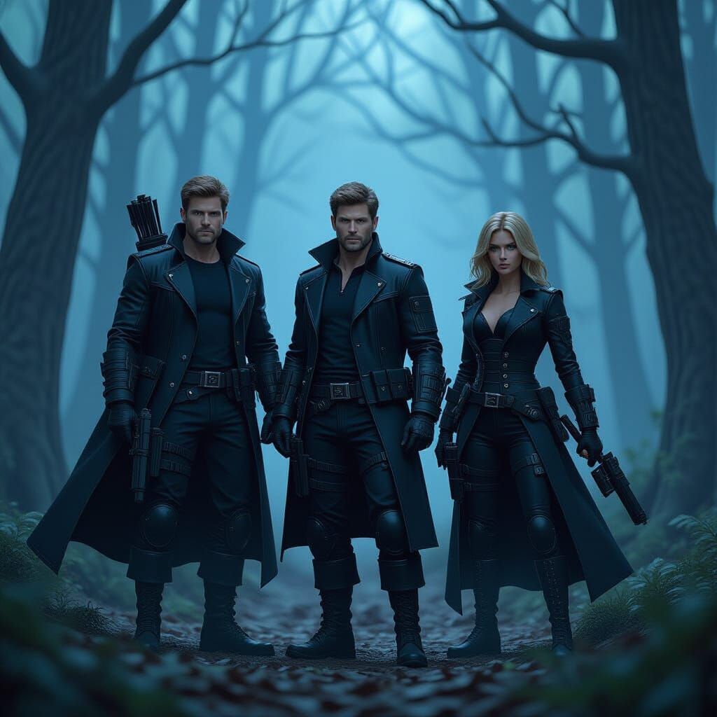 Vampire Hunters in Misty Forest, Anime Style