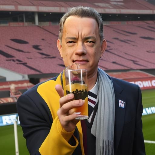 Tom Hanks cheers on Aston Villa at ground