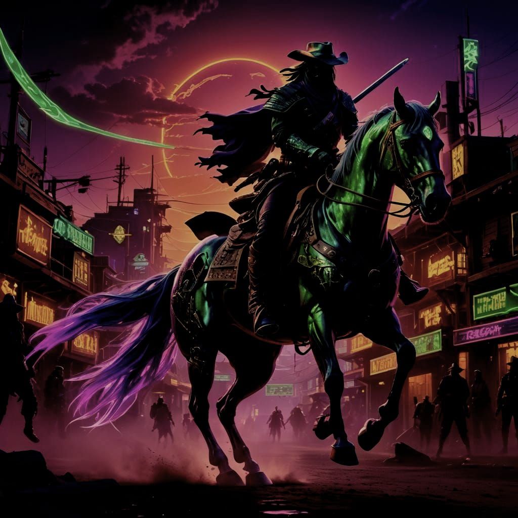 Ninja Pirate Cowboy in Detailed Matte Painting