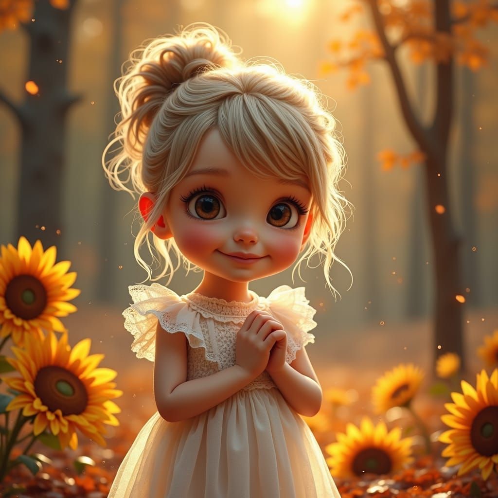 Ethereal Girl in Autumnal Landscape