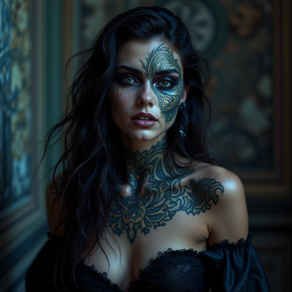 Grotesque Harpy: High-Fashion Portrait in Dark Romanticism S...