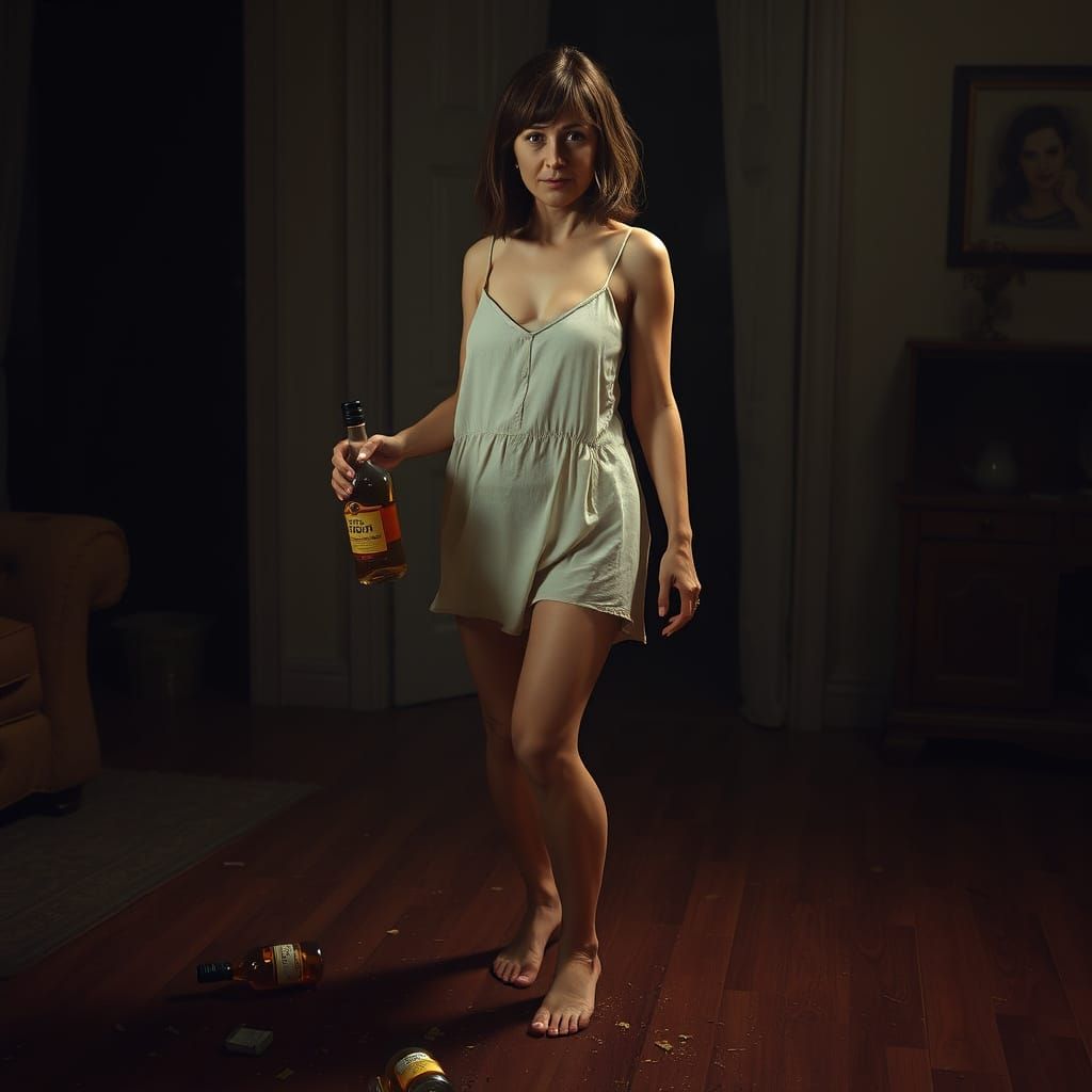 Woman in Whiskey-Fueled Sway, 8k Unreal Engine 5 Matte Paint...