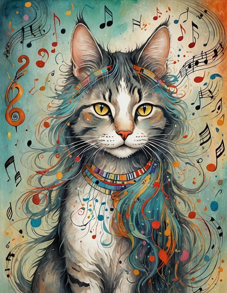 Portrait of a Lady Cat Music Lover 🎶🌟
