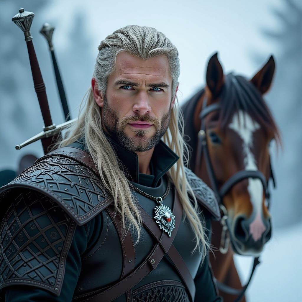 Geralt of Rivia Dark Fantasy Portrait