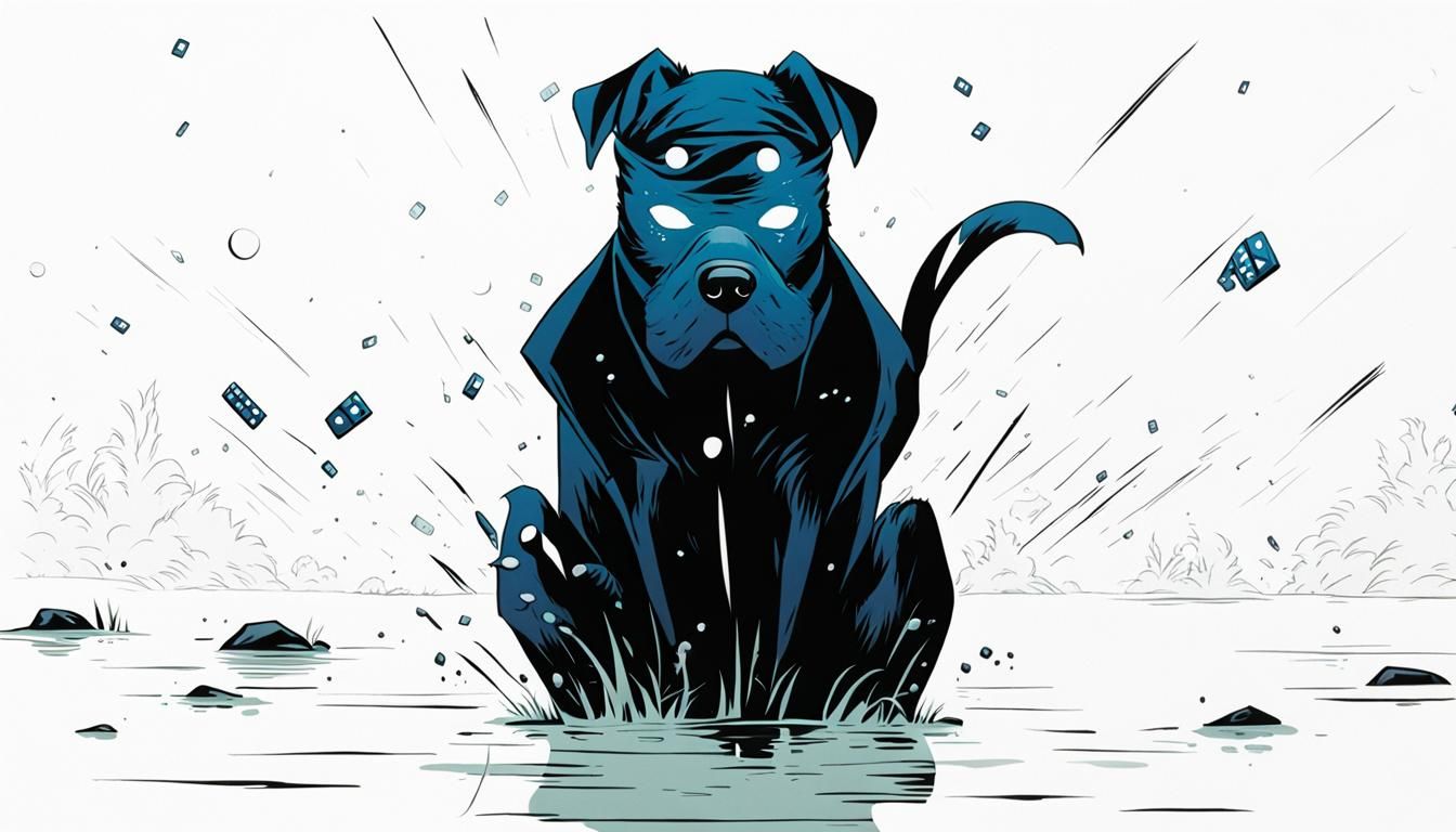 Dog Ninja Fight in Swamp: Comic Book Art