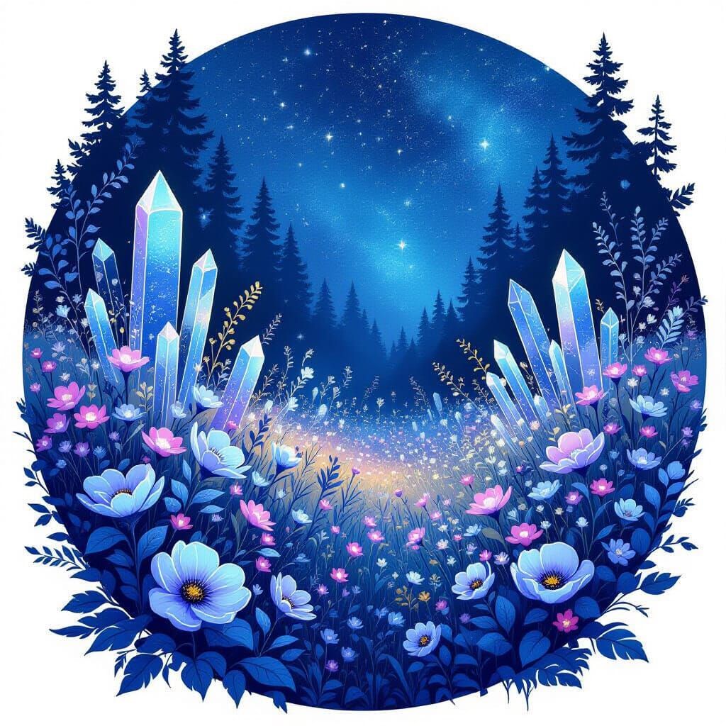 Ethereal Nebula Garden with Bioluminescent Flora