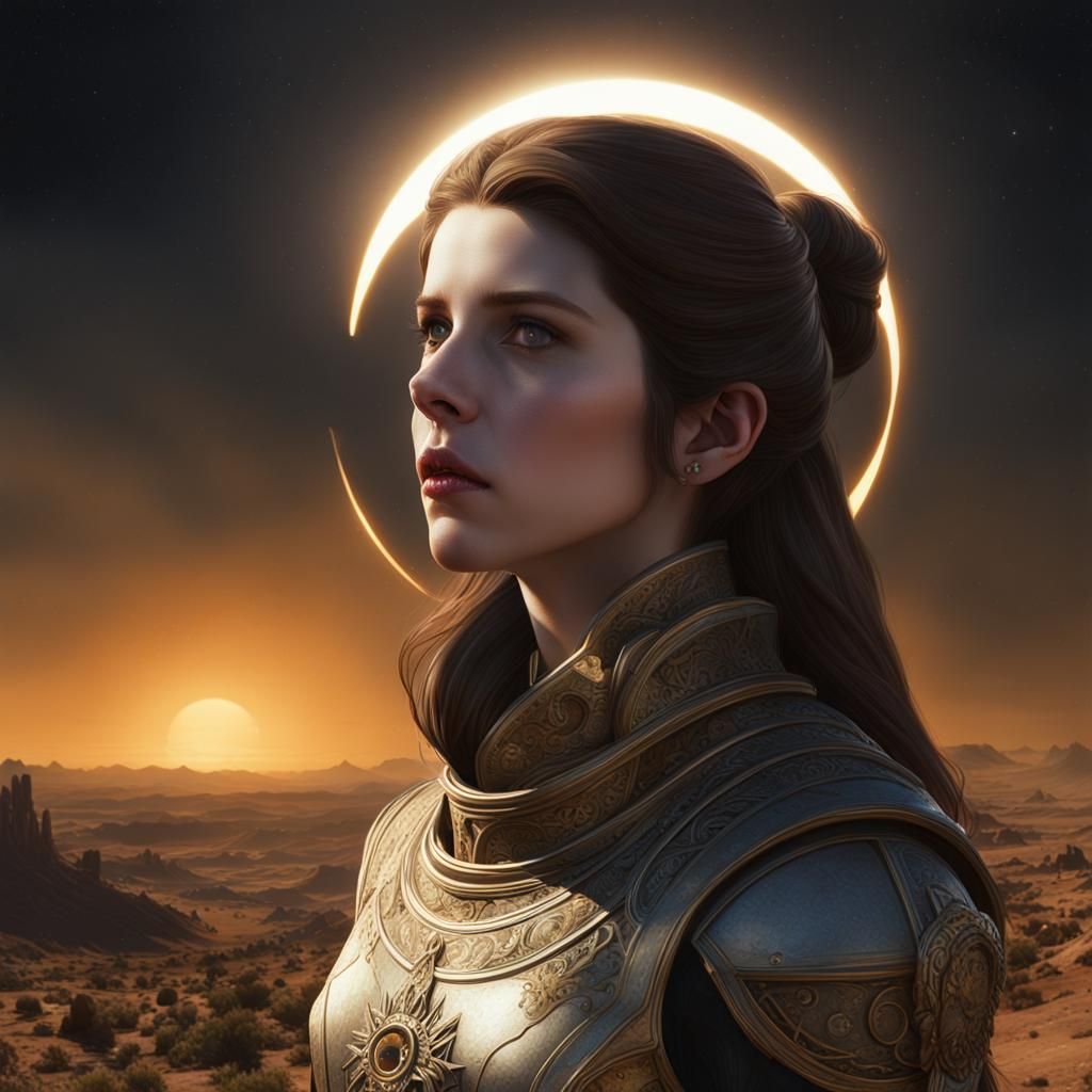 Spectacular Solar Eclipse over Desert Landscape