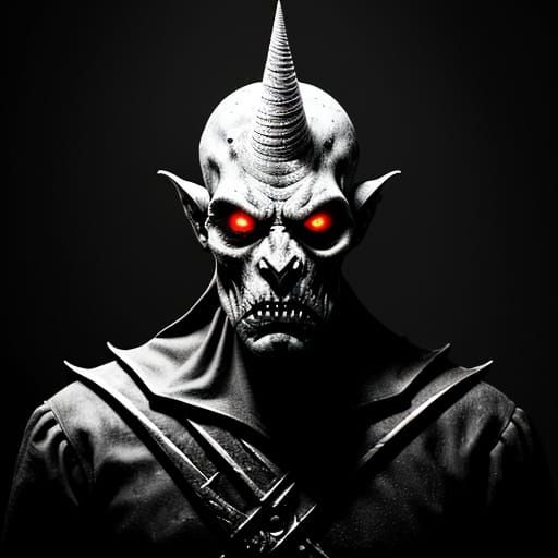 Surreal, High-Contrast, Cyberpunk Horror Figure in Dark Bedr...