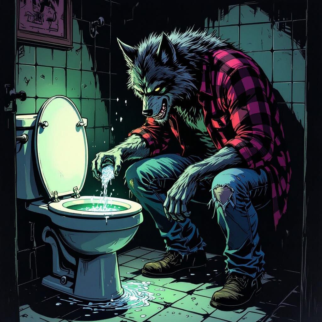 Werewolf Dumps Crystal Meth in Gritty Comic Style