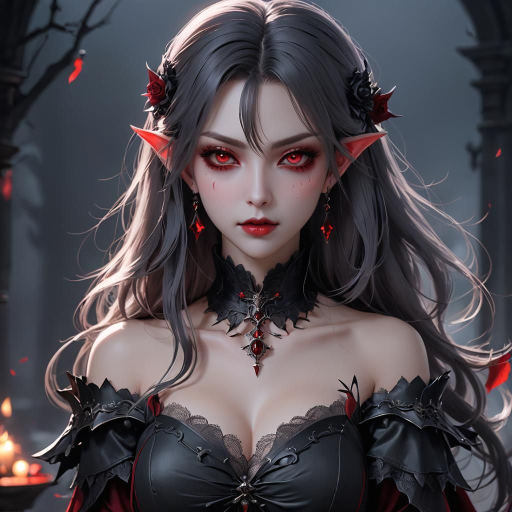 Anime Vampire Girl in 3D Art Style
