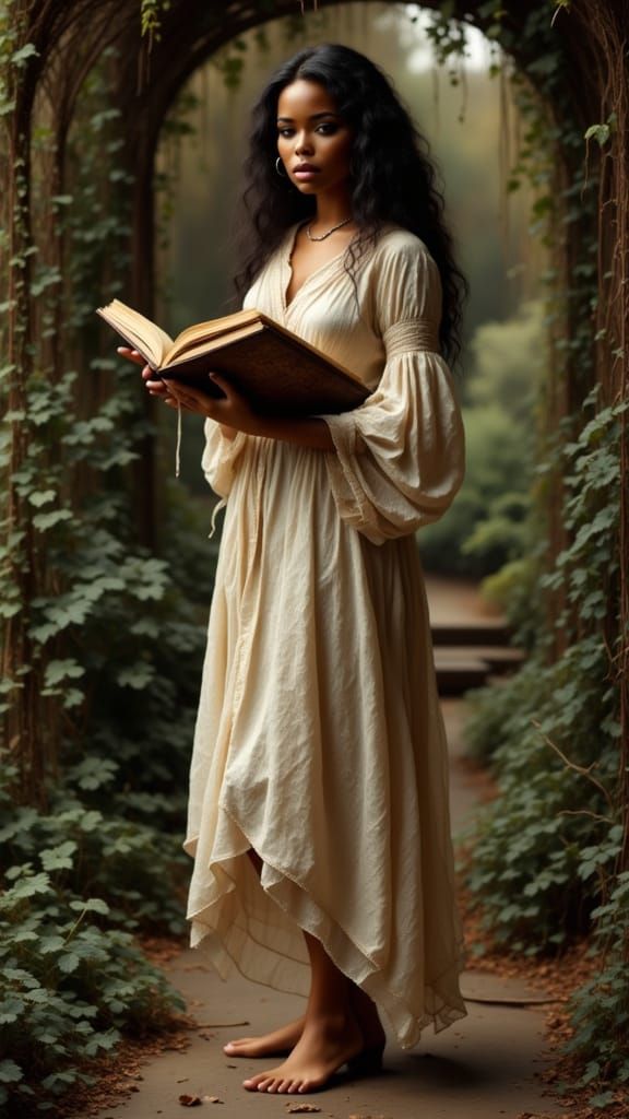 Janet Jackson in Antique Watercolor Style Garden