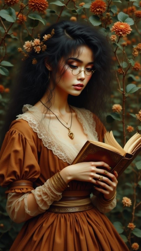 Janet Jackson in Antique Watercolor Garden Portrait