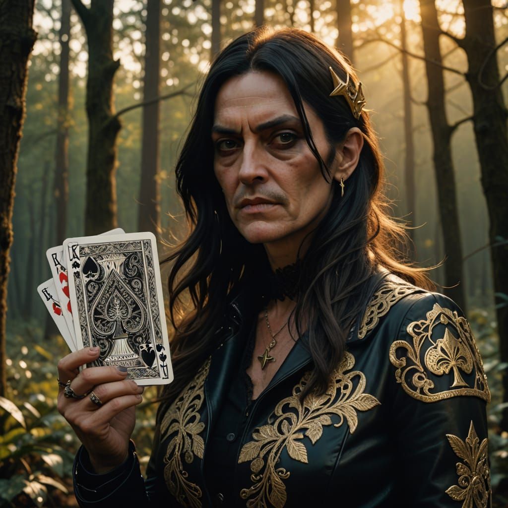 Model with Ace of Spades in Hypermodern Style